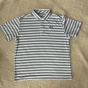 Nike Men's Striped Polo Shirt - Black and White
